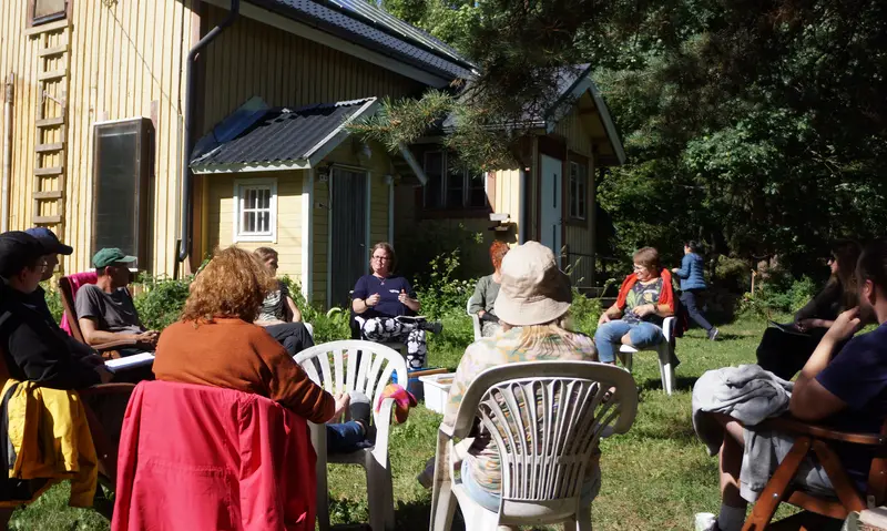 Lumia teaching an Intro to Permaculture Course
