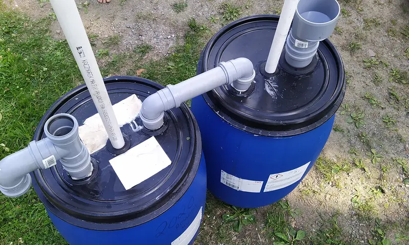Two barrel DIY biogas digester