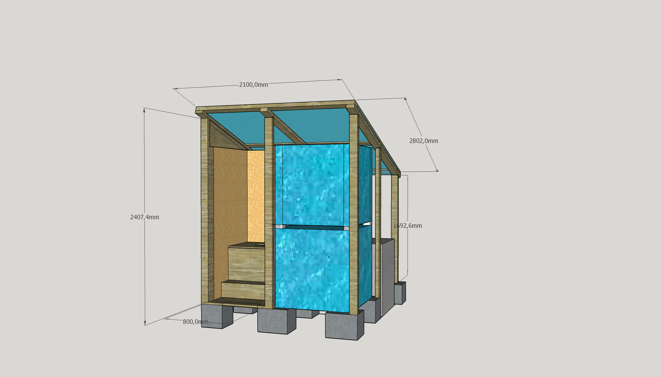 First drawing of composting and water storage combined