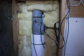 water pipe insulated with PE foam and Styrofoam + active heating