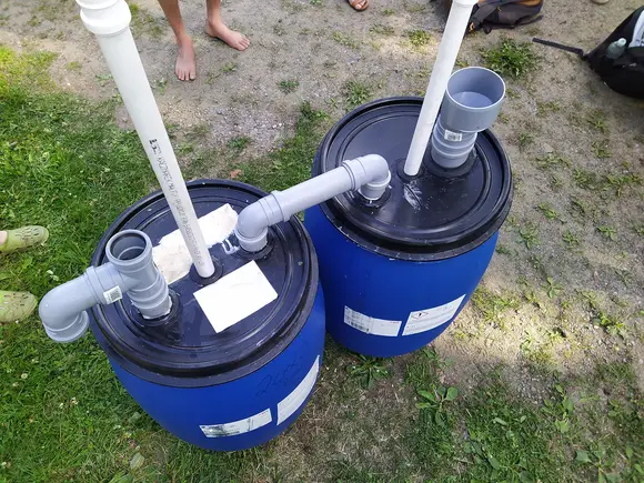 Two barrel DIY biogas digester Two barrel DIY biogas digester