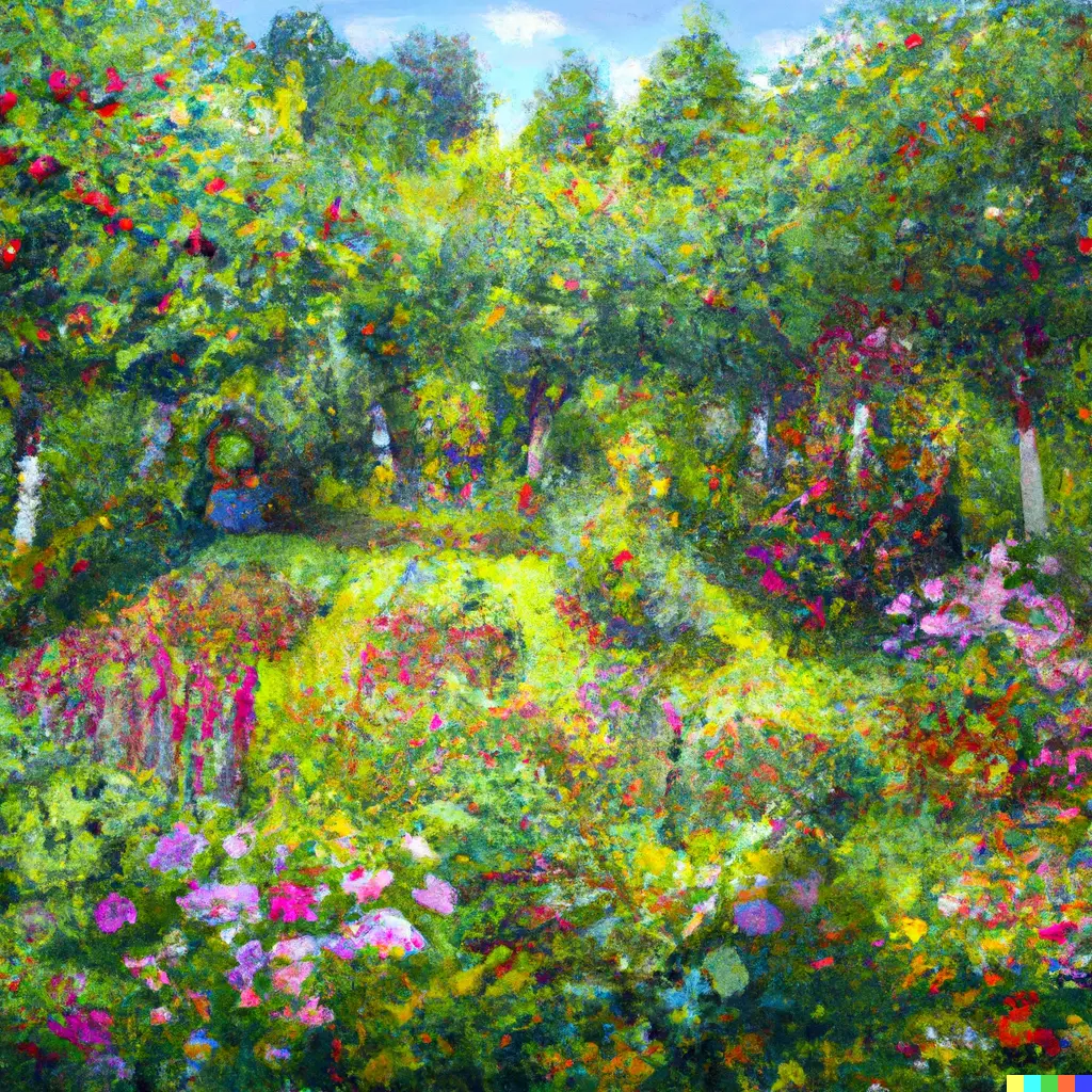 a garden in full bloom - Impressionist painting