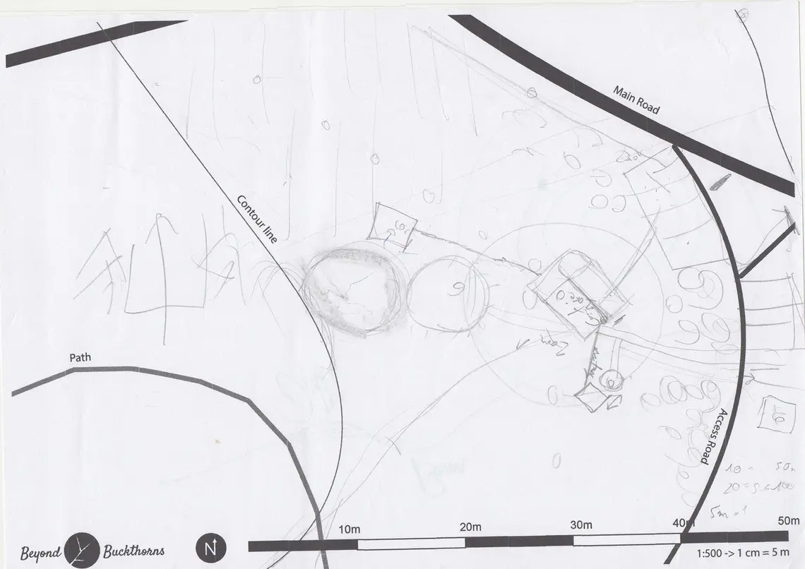 Permablitz Design Camp map drawn by participants