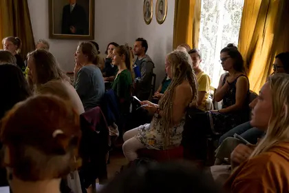 Nordic Permaculture Festival 2022 - participants listening - image by Dominik Jais