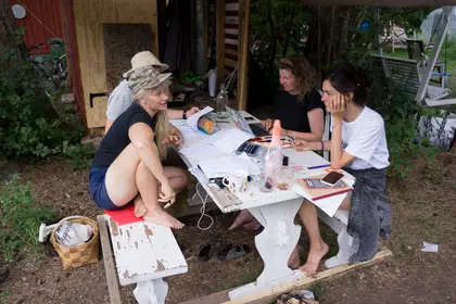 Participants working on their permaculture design