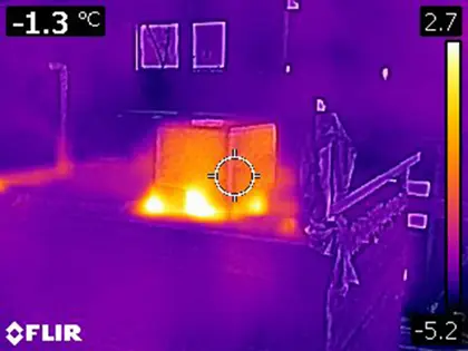 Thermal cam view of the feeding tube of the digester