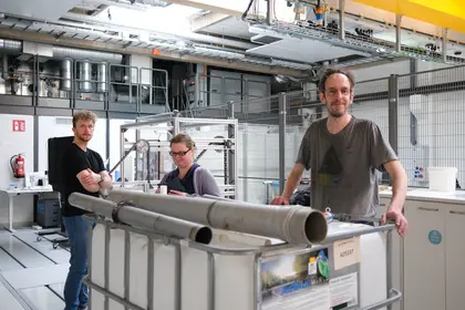 Getting the pipes ready for the IBC digester - Photo by Ronja Tammenpää