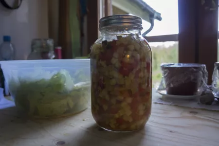 Preserved Zucchini and Peppers in a jar