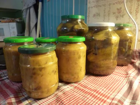 Finished relish and pickles Finished relish and pickles