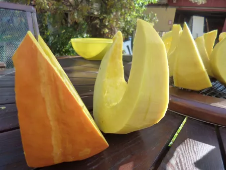 Peeled and unpeeled wedges Peeled and unpeeled wedges