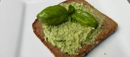 Garlic scape pesto on bread