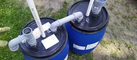 Two barrel DIY biogas digester